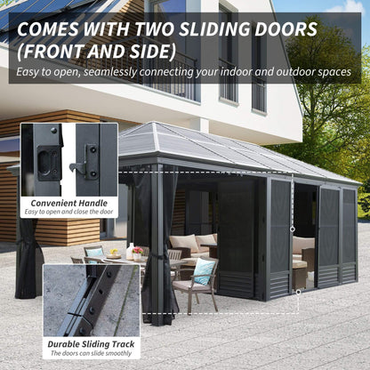 [11X21FT] Alora Outdoor All-Season Solarium Sunroom Gazebo With Galvanized Steel Roof (SAK42018)