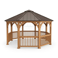 DIY Meridian 12 Ft. Octagon Enclosed Wood Outdoor Patio Gazebo with Brown Hardtop Metal Roof and 36 In. Guard Rail — How It Works