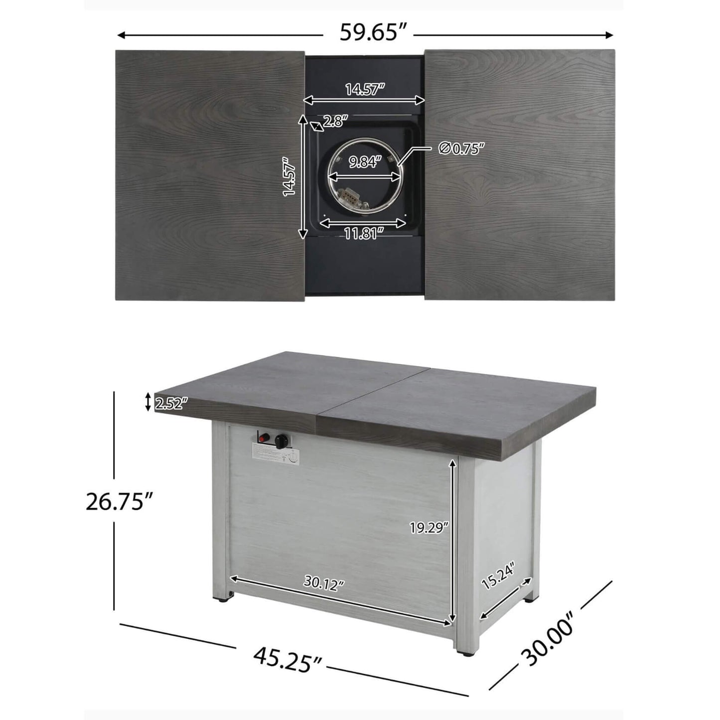 Alora Premium 50K BTU Rectangle Outdoor Aluminum Fire Pit Table (SAK70248)