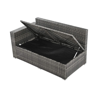 Alora Outdoor 6-Piece All-Weather PE Rattan Sofa Set With Adjustable Seat, Storage Box, Removable Covers, And Tempered Glass Table Top (SAK37221)